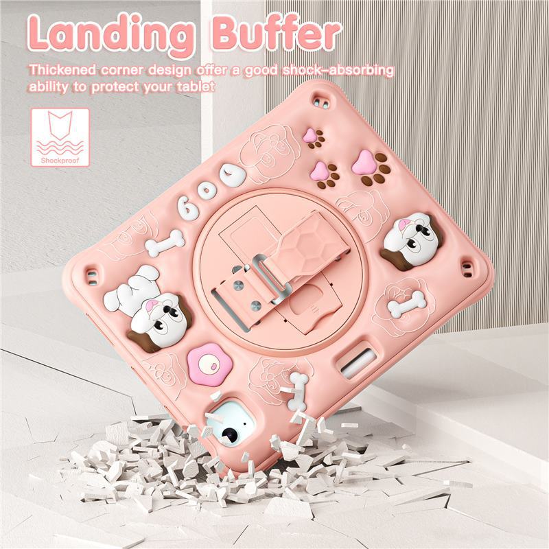 For iPad Pro 11 Case Air 4/5 Silicone Cartoon Dog Cover 10.9/10.2 Inch Rotating Stand Shockproof Case