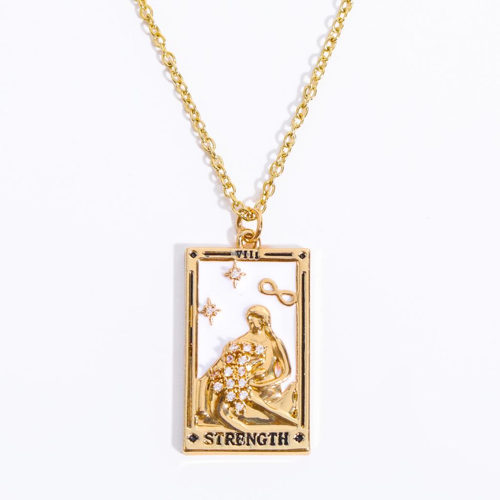Women's Jewelry Straps Tarot Square Necklace Female Ins Jewelry Ladies