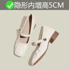 Mary Jane Shoes Women's Spring and Autumn New Square Head Shallow Mouth Thick Heel Inner Height Increase 5CM Small Single Shoes Small Size 3233