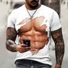 Summer Hip Hop Personality Abdominal Muscle Chest Muscle Abstract Funny Print Men's T-shirt Short Sleeve Tops