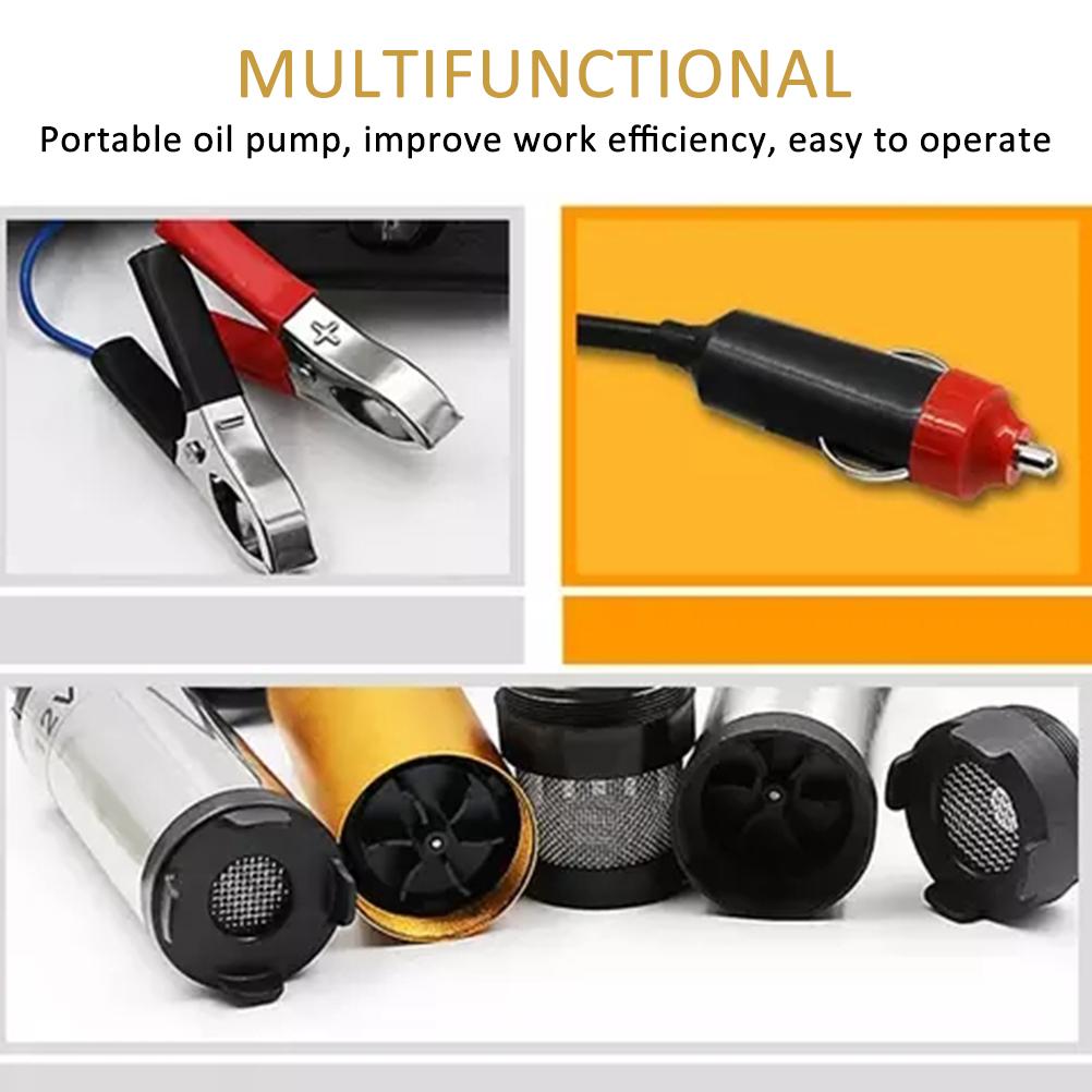 DC 12V24V Electric Submersible Oil Pump Portable Water Diesel Pump Stainless Steel Water Oil