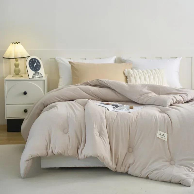 Деликатное жаккардовое одеяло, приятное к коже, пуховое, дышащее, с протеиновым наполнителем из соевого волокна, гостиничное, домашнее, однотонное, с декоративной наклейкой, дуна