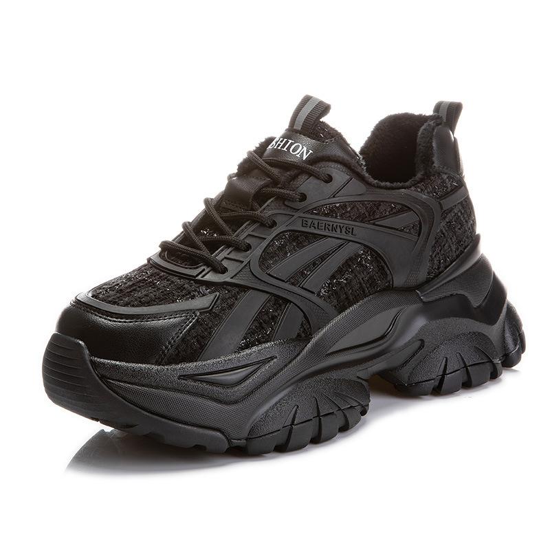 Genuine leather dad shoes 2025 spring new women's thick-soled velvet single shoes casual sports versatile flat-soled women's shoes trend