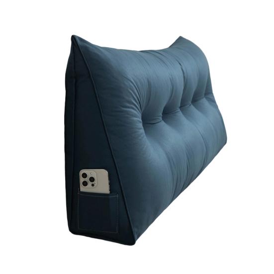 Triangular Headboard Pillow Bed Wedge Pillow with Side Pocket Headboard Back And Waist Support Cushion for Daybed Reading Relaxing