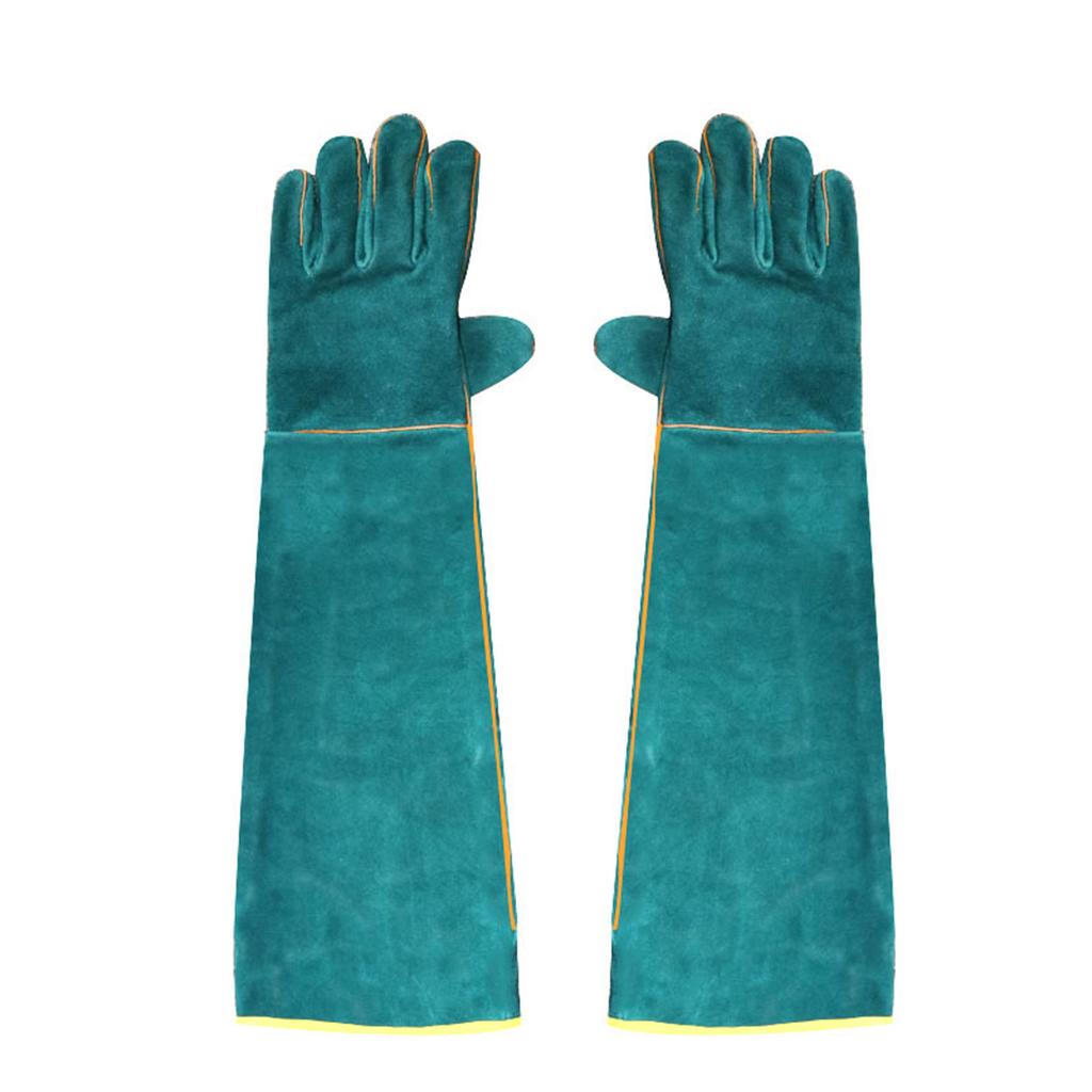 Anti-Bite Safety Gloves Ultra Long Leather Green Pets Grip Biting Protective Gloves for Catch Dog