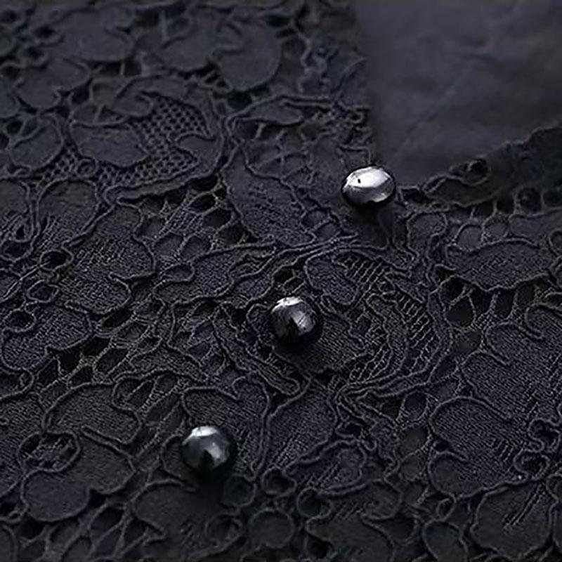 Ladies V-neck Blouse Oversize Blouse Lace Chiffon Summer Short-sleeved Blouse for Women