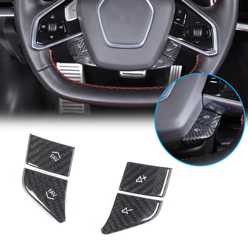 Real Carbon Fiber Steering Wheel Volume Button Cover For Corvette C8 20-25 US