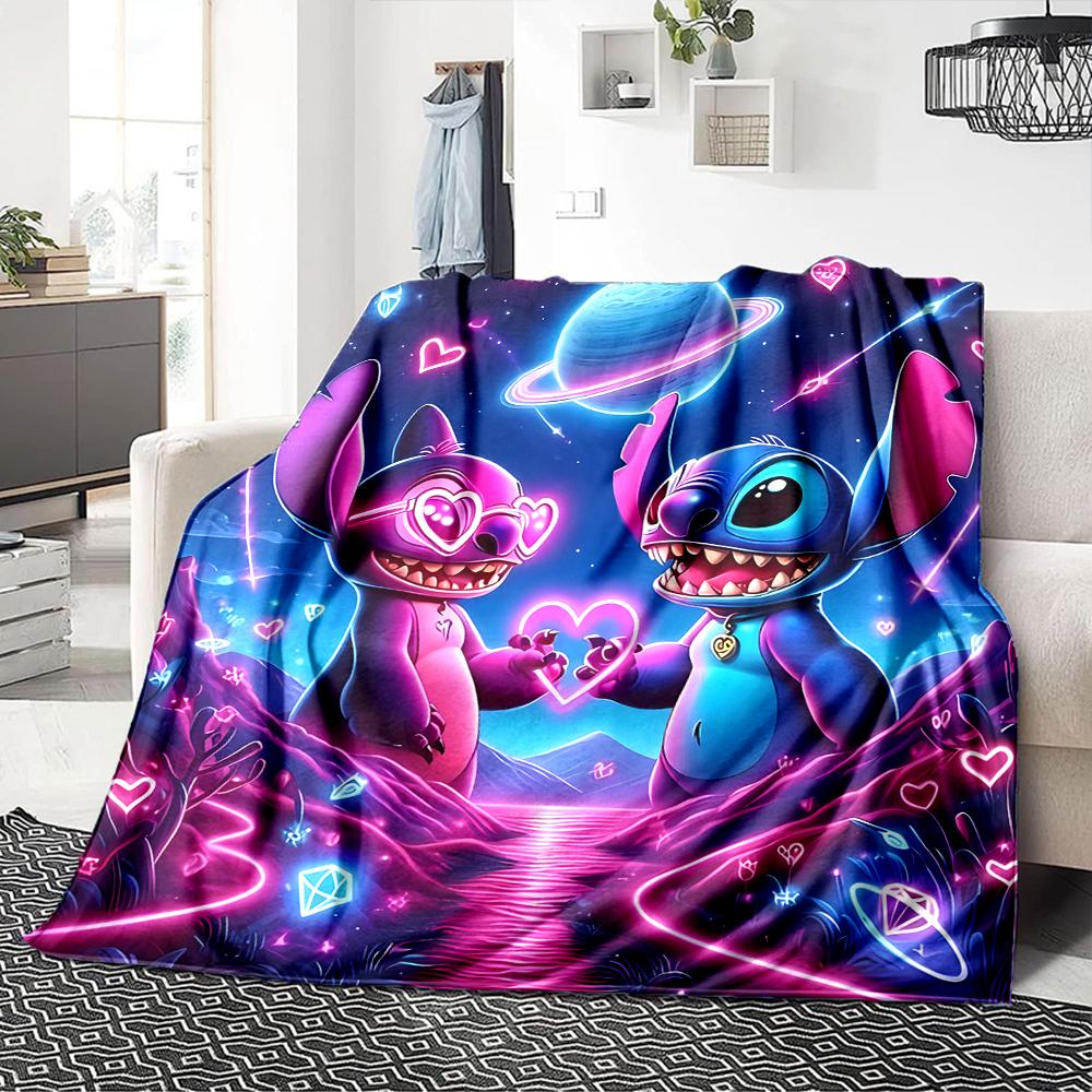 1Pc Stitch Heart Connection Blanket Soft Throw Blanket For Home Bedroom Bed Sofa Travel Office Solid Christmas Blanket