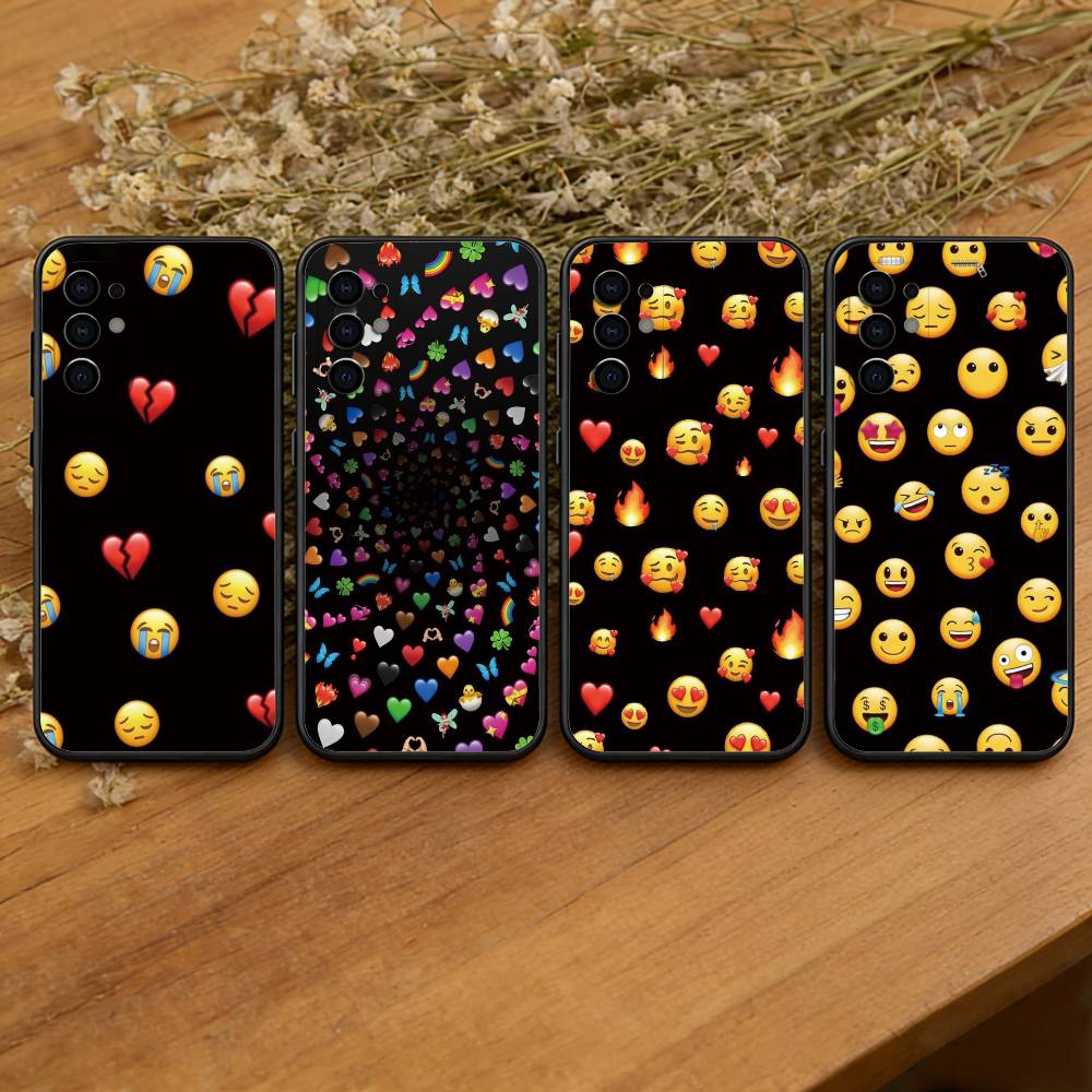 Забавный чехол с эмодзи для телефона Samsung S25, S24, S21, S22, S23, S30, Ultra, S20, Plus, Fe, Мягкий силиконовый черный чехол