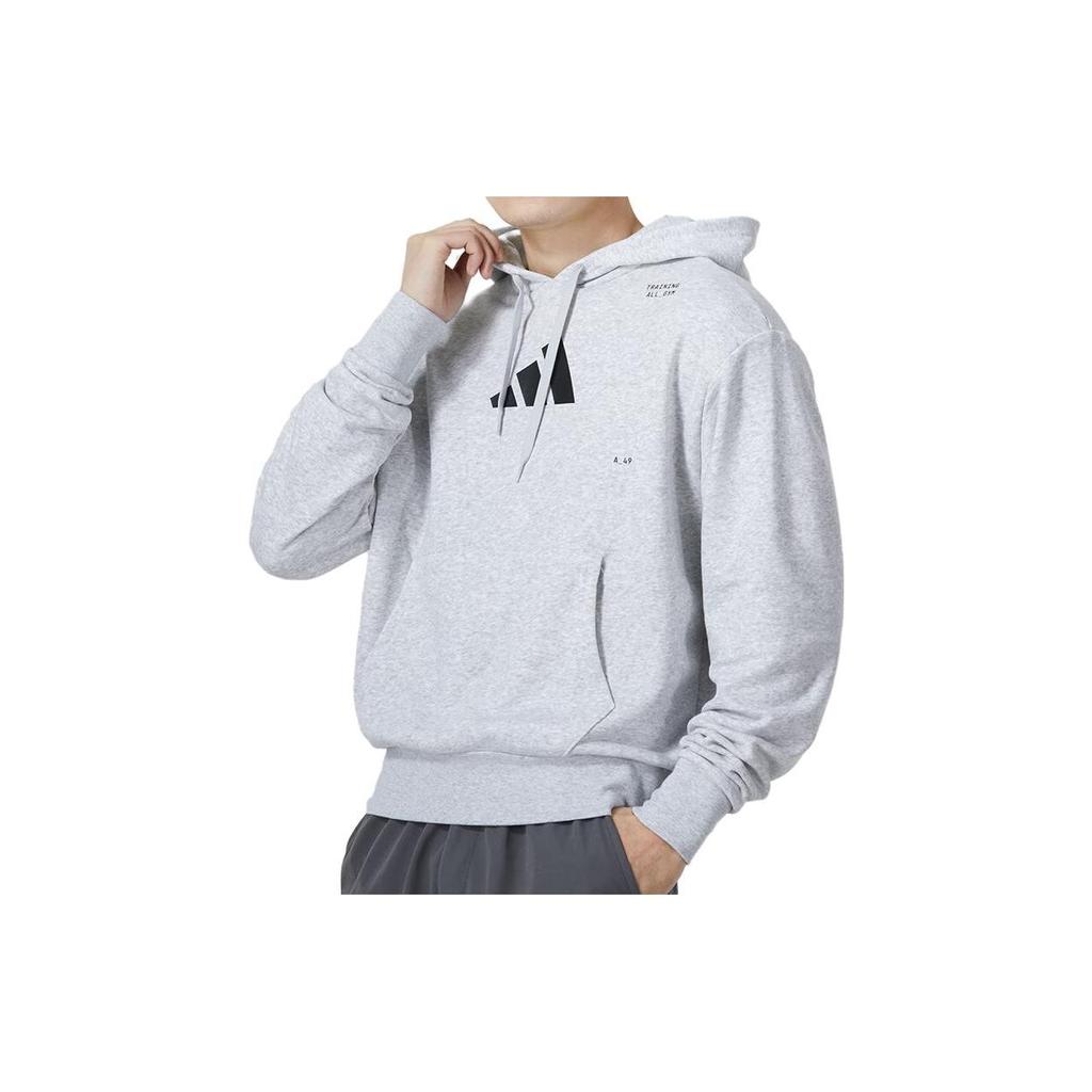 adidas Повседневная мужская толстовка с капюшоном и принтом сзади, серая IS7104