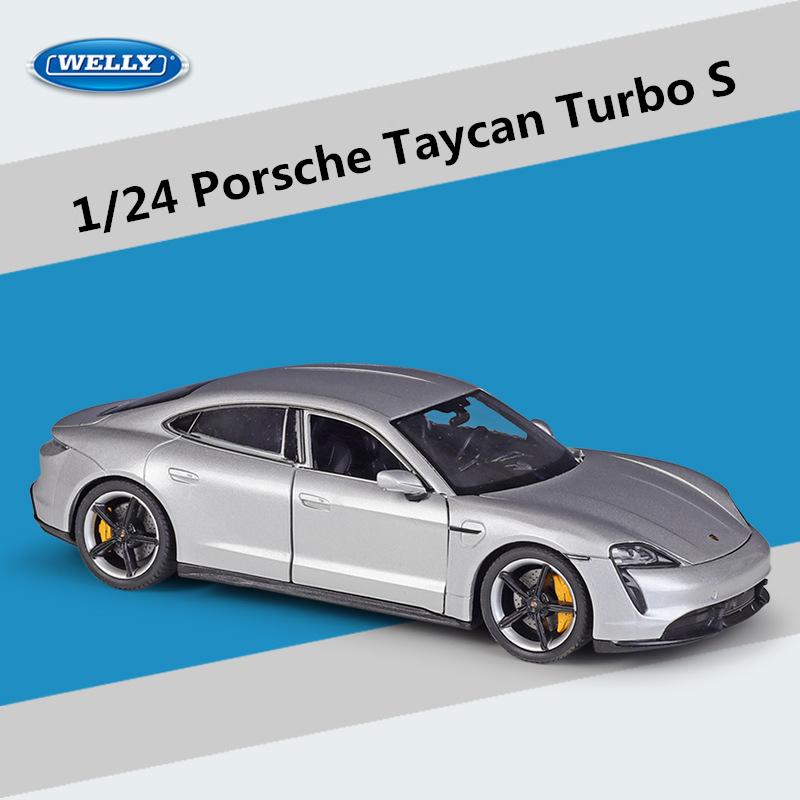 Велли 1:24 Модель Спортивного Автомобиля Porsche Taycan Turbo S из Сплава Литье под Давлением Металл Новая Энергия Автомобили Коллекция Моделей Детские Подарки