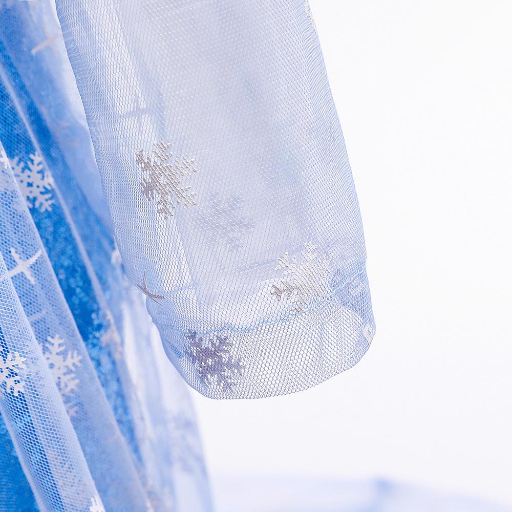 Синий плащ для девочек, сетчатые длинные платья, Рождественская вечеринка, карнавальный костюм, платье, рождественский костюм принцессы, летнее праздничное детское платье для косплея