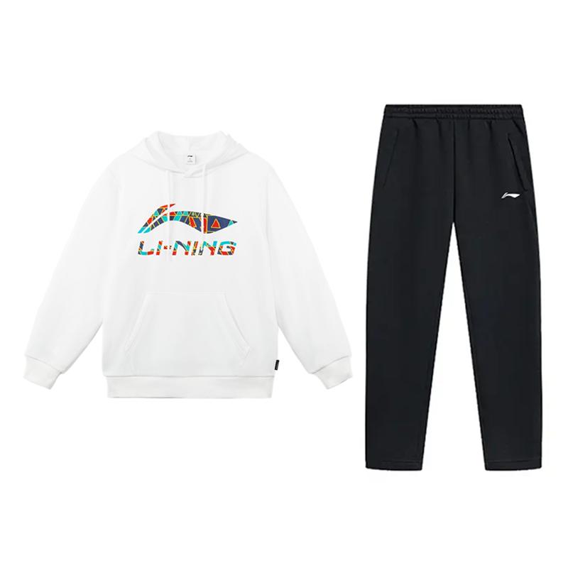 Логотип Li Ning Принт Буква Модный Хлопковый Флис Теплый Универсальный Пуловер с Капюшоном С Длинным Рукавом Толстовка Повседневный Спортивный Костюм YWDV375-1-AKL75-5