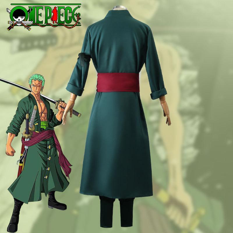 One Piece Wano Country Roronoa Zoro Cosplay Costume, Zorojuro Samurai Yukata Robe, Japanese Anime Kimono Outfit for Halloween Convention