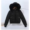 Womens Removable Sleeve Short Puffer Coat With Faux Fur Collar Warm Thick Cotton-Padded Jacket Winter