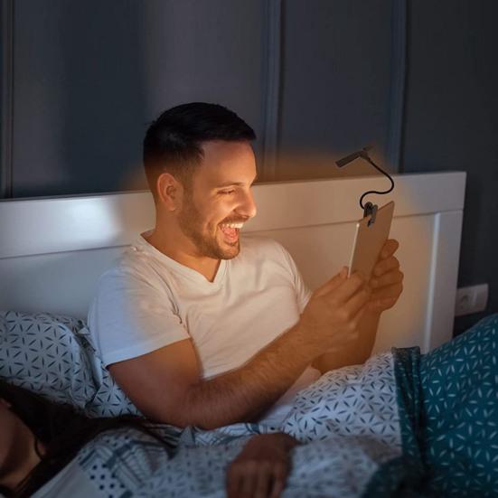 Лампа для чтения с регулируемой яркостью, платная, выдвижная, с двойной головкой, освещение без мерцания, тип-C, 14 светодиодов, янтарный светильник для книг, товары для дома