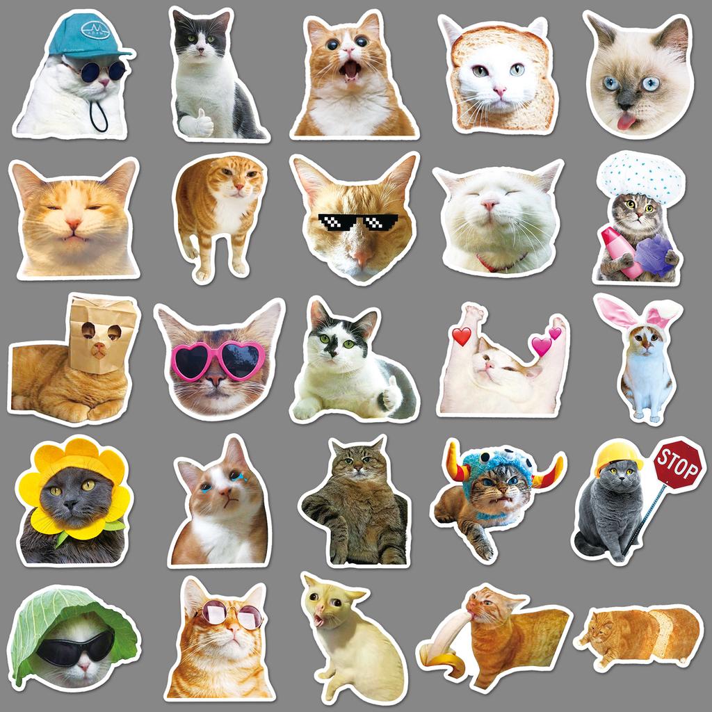 50 Internet Celebrity Cat Emoticons Packs Graffiti Personalized Hot DIY Mobile Suitcase Stickers Waterproof