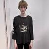 Abstract Art Print Oversized Long Sleeve T-Shirt Men Women Washed Vintage Cotton Tee Streetwear Loose Fit