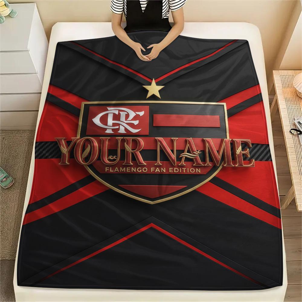 1PC Clube De Regatas Flamengo Custom Name Patterned Flannel Blanket Suitable For All Seasons for Home Decor Warmth and Comfort Gifts Holiday Present