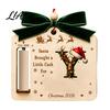 Handmade Cash Gift Card Holder Personalized Letter Christmas Money for Cash, Wooden Alphabet Hanging Gifts Ornament with Velvet Bow Holiday
