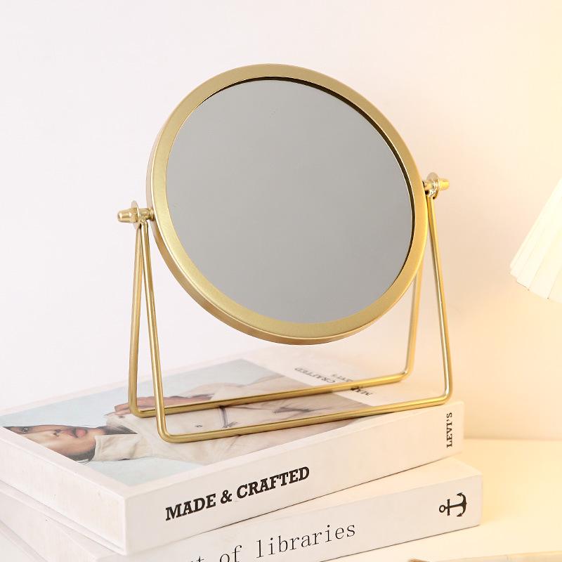 Зеркало для макияжа из кованого железа в скандинавском стиле, вращающееся, для спальни или общежития