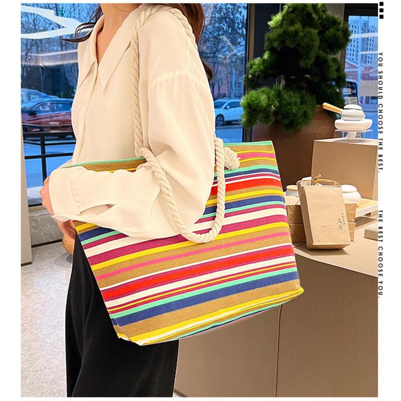 2025 Новая женская сумка на плечо в китайском этническом стиле, красочная сумка-тоут большой вместимости, модная холщовая женская сумка через плечо, сумки-багеты