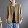 Cotton Jacket Women Autumn Short Casual Button Jacket Loose Simple Large Size Long Sleeve Tops