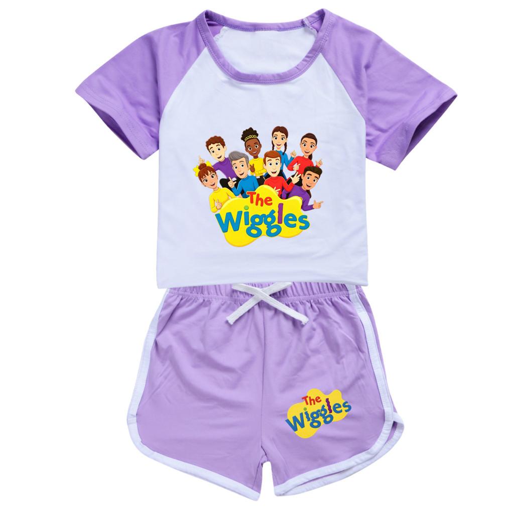 5746 Kids Boys Girls The Wiggles Round Neck T-shirt Shorts Tracksuit Sets