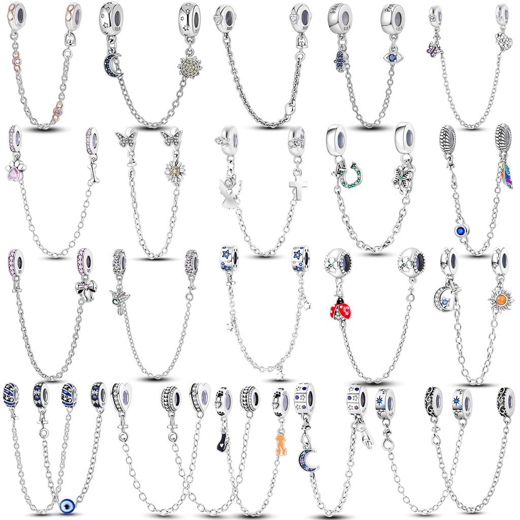 copper Clasp copper CZ pave Clip Charm Bead Charms Daisy Bead Charms Stopper Safety Chain fit Authentic Pandora Bracelets Jewellery Clip
