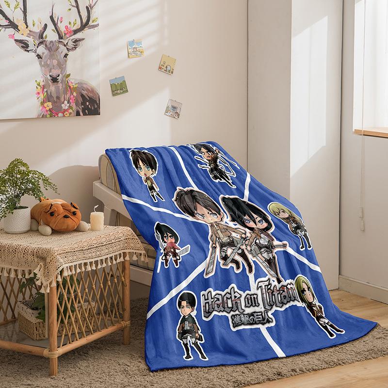 Cartoon Attack On Giant Series Double Sided Flannel 3D Digital Printing Blanket Cover