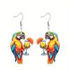 Милые акриловые серьги в виде попугая с лимонным напитком для женщин, шикарные модные серьги, серьги с животными, женские универсальные серьги, праздничные подарки для лучших подруг