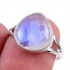 Кольцо из натурального радужного лунного камня из стерлингового серебра 925 пробы, размер 7 f3m56