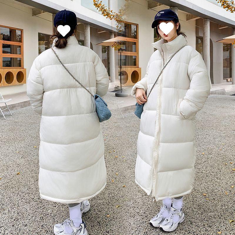 Зимняя длинная парка куртка женская повседневная толстая пуховая хлопковая стеганая куртка ветрозащитная теплая стеганая верхняя одежда свободная стоячая хлопковая куртка