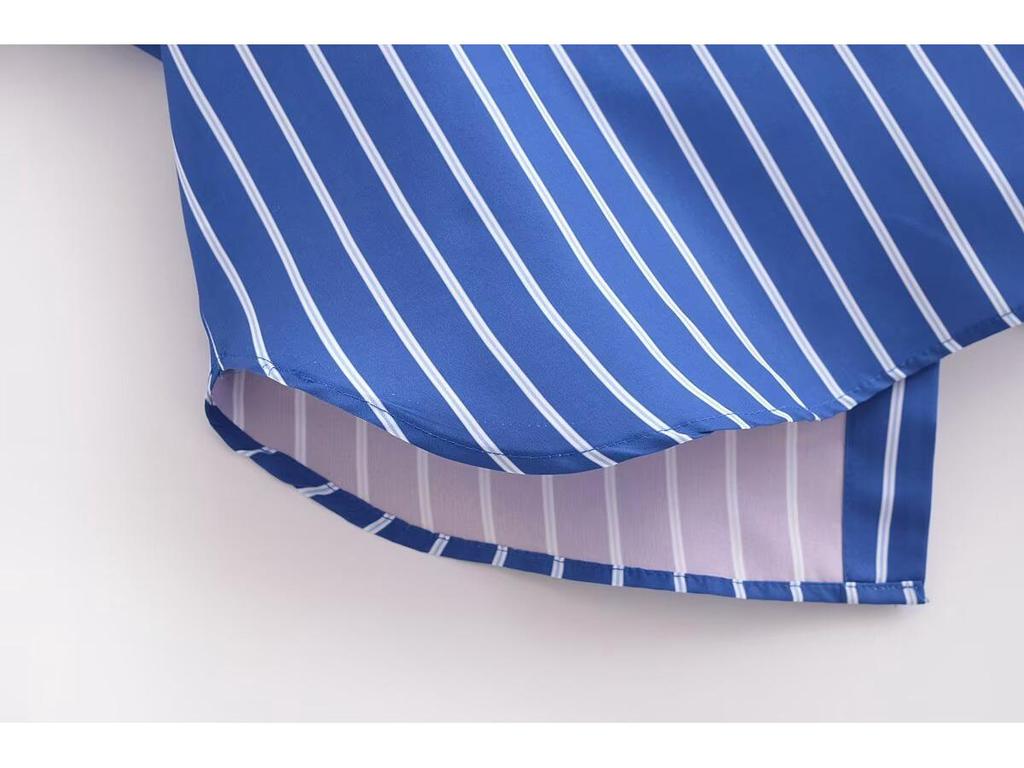 Зимняя женская полосатая рубашка с рукавами «летучая мышь» в европейском и американском стиле 2024