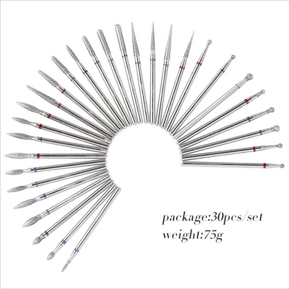 30 Pcs/Box Nail Trimming Manicure Grinding Head Set  Removing Gel Varnish Tool