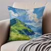 MMountain Landscape Pillow Art Decor Cushion Cushion Cover Pillowcase Antidustmite Invisible Zipper Short Plush Sofa Cushion