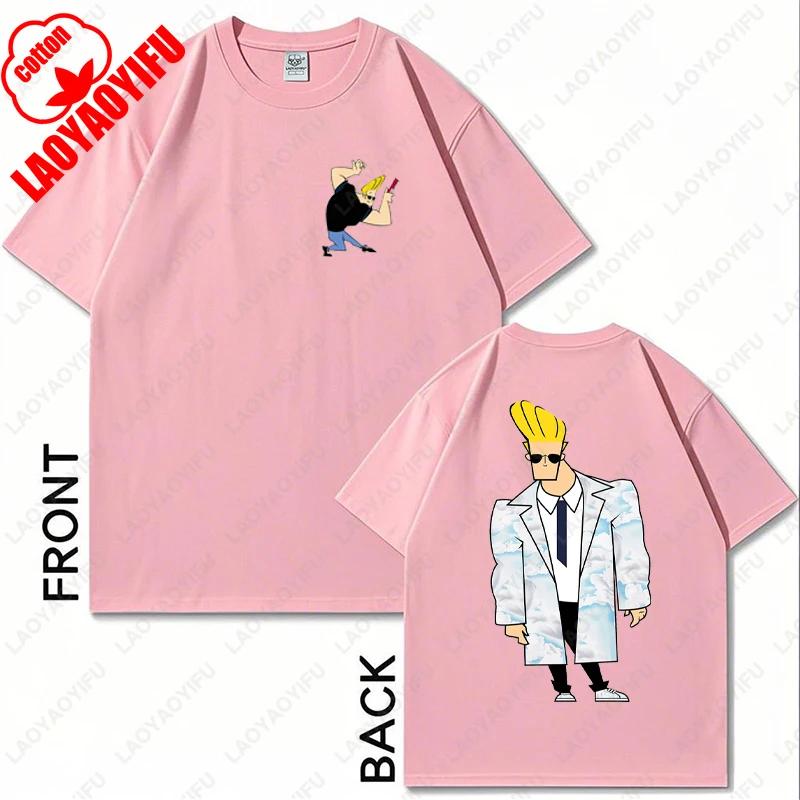 Винтажная футболка Johnny Bravo с мотоциклом 90-х, смешная, мультяшная, для мужчин, женщин, ретро, классическая, с ТВ-шоу, хипстерские, хлопковые топы, подарок