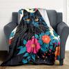 1pc Black Cat Print Soft & Warm Polyester Knit Blanket, Digital Printed, All-Season Throw for Napping, Traveling, Sofa yy250906021