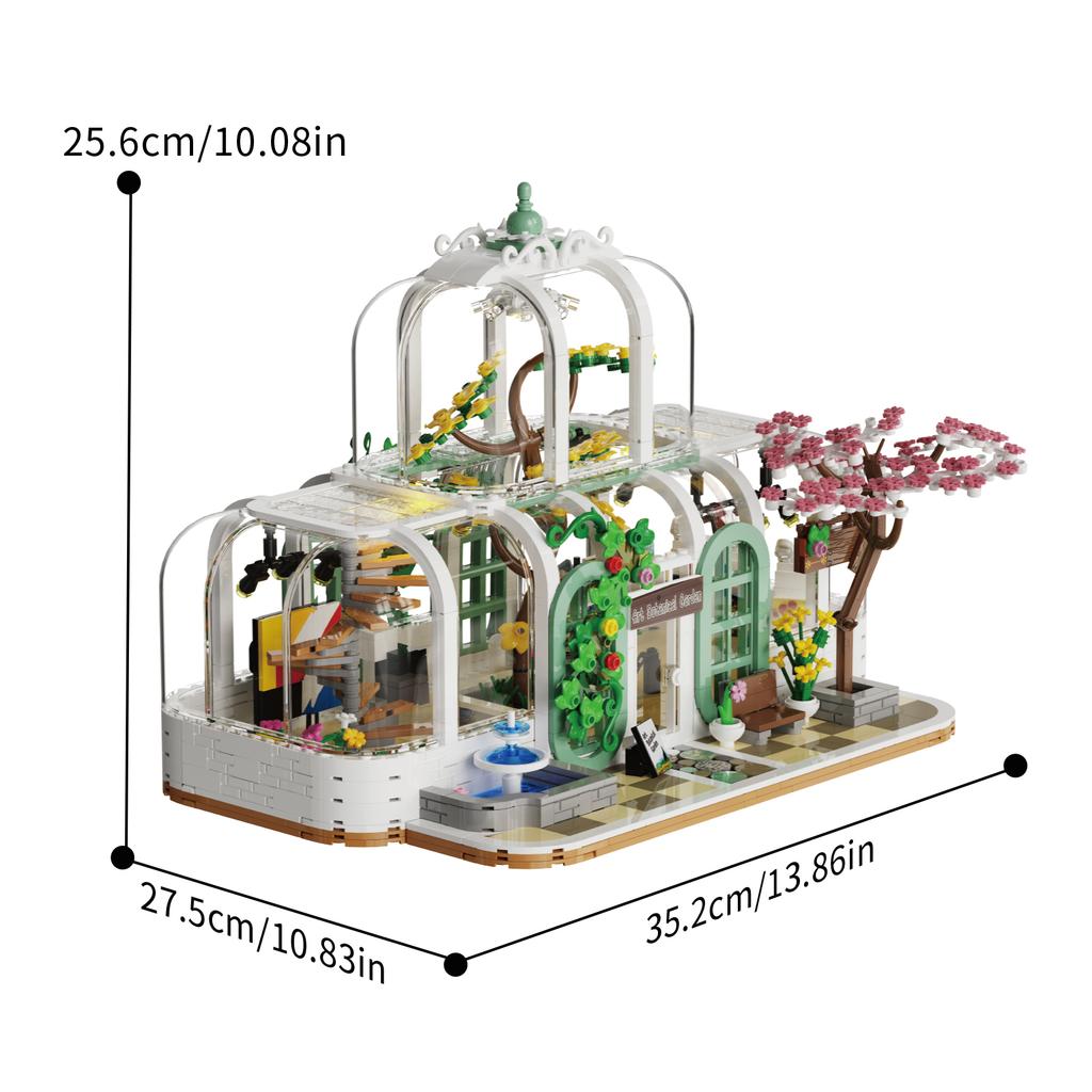Нетоксичные 1482 детали Строительные блоки Ботанический сад Прозрачный Уличная сцена Цветочный домик Модель Настольное украшение Игрушки для детей Праздничные подарки
