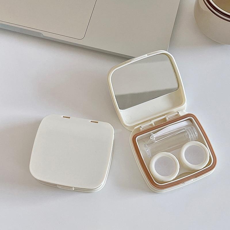 Конфетный одноцветный футляр для контактных линз, пластиковая цветная коробка для контактных линз, портативная коробка для хранения контактных линз, мини-коробка для ухода