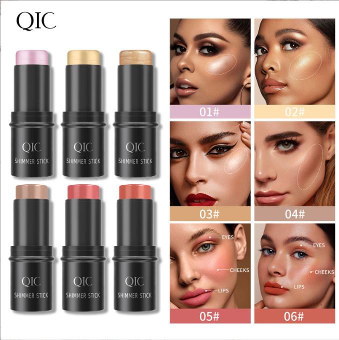 QIC Multi-function Cosmetic Pen Powder Blusher High Gloss Cosmetic Pen Pearl Light Fine Shiny Matte Brightening Facial Makeup Shadow Pen