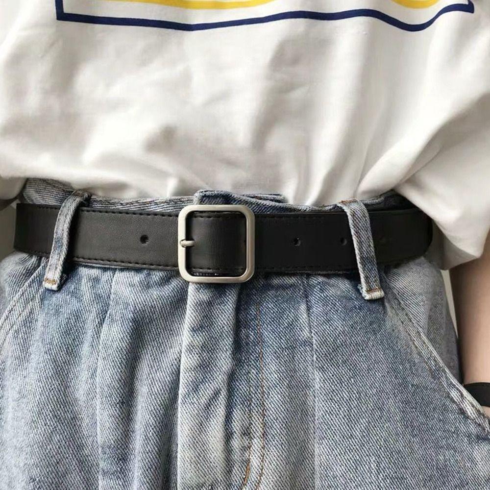 Fashion Vintage Wild Skirt Square Buckle Waistband Ladies Dress Belts Pants Bands PU Leather Belt