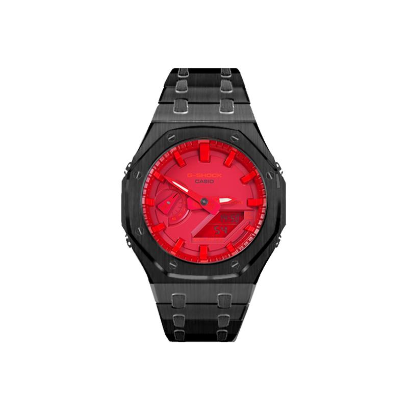Casio Мужские часы с двойным дисплеем (жидкокристаллический/аналоговый) Серия Красные Часы GA-2100-4A-