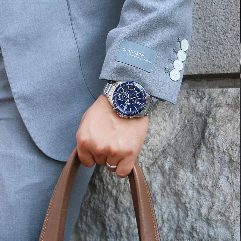 Casio Edifice Ocean Heart Classic Трехстрелочный Трехглазый Часы на Солнечной Батарее Кварцевые Мужские Часы Синие EFS-S510D-2AVUPR