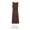 Kaslead New Arrival Women's Clothing Fashion Style Fashion Slim-Fitting Simple Pure Color Sleeveless Ruched Dress