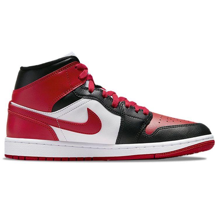 Женские кроссовки Air Jordan 1 Mid Alternate Bred Toe Black White Gym-Red BQ6472-079