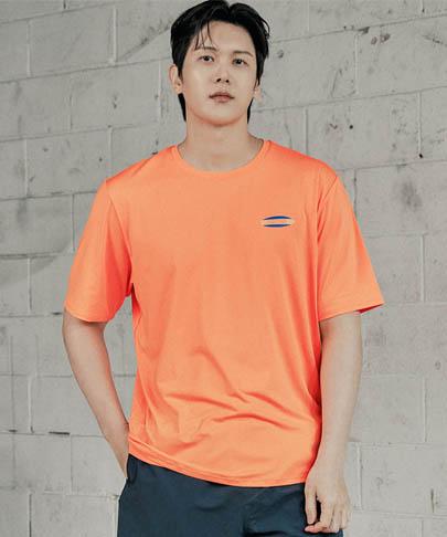 Tyubeuteuli Men'S Basic Short Sleeve Rash Guard A806 Neon Orange