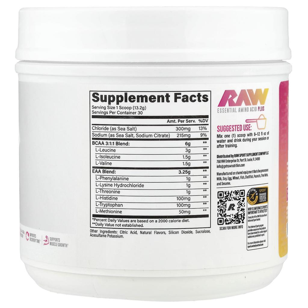 Raw Nutrition Essentials, EAA Plus, Raspberry Lemonade, 396g (13.97oz)