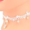 Gothic Women Lace Pendant Bride White Pearl Necklace Choker Collar