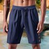 Мужские шорты средней посадки с эластичной талией, регулируемые повседневные шорты на шнурке с карманами, декором на пуговицах, гавайские пляжные шорты